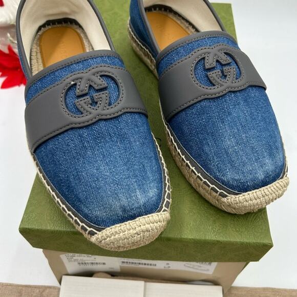 Gucci men's Denim and Gray interlocking G Espadrilles size 8 - Picture 6 of 15